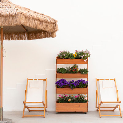 Lit de jardin mobile en bois massif à 4 niveaux de 33,5 po Debruyne