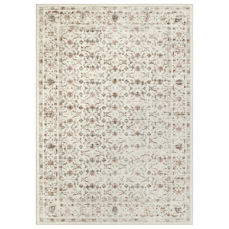 Machine Washable Area Rugs for Living Room, Floral Rugs Oriental Vintage Rugs Distressed Non Slip Stain Resistant Soft Low Pile Carpet for Bedroom Dining Room Nursery Kids Room