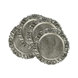 Silver Embossed Charger Plates Set Of 4 13" D
