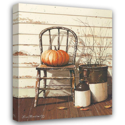 Red Barrel Studio® Rossini, John Gallery Wrapped Canvas Art Titled: Pumpkin and Chair