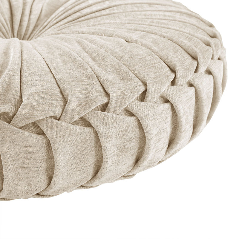 Coussin de sol en chenille de polyester 22 po x 6 po Dia, Beige