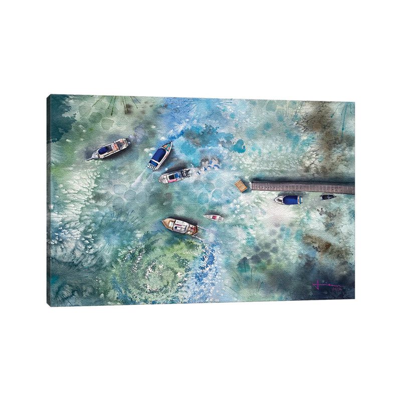 Dock by Liam Kumawat - Wrapped Canvas Painting, 20.32 cm H x 30.48 cm W