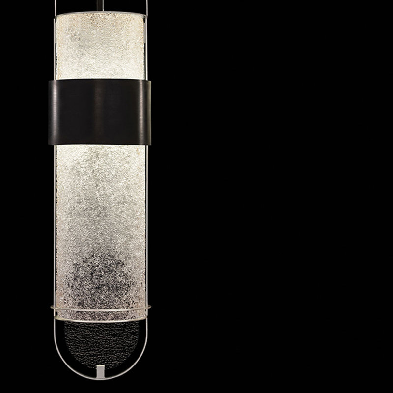 Luminaire suspendu rond BOND 8, Noir / argent, Transparent