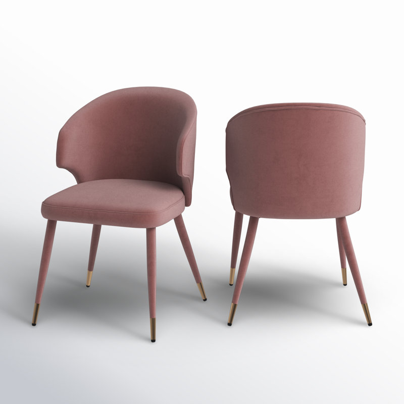 Chaise de salle à manger rembourrée Sumiko, Rose