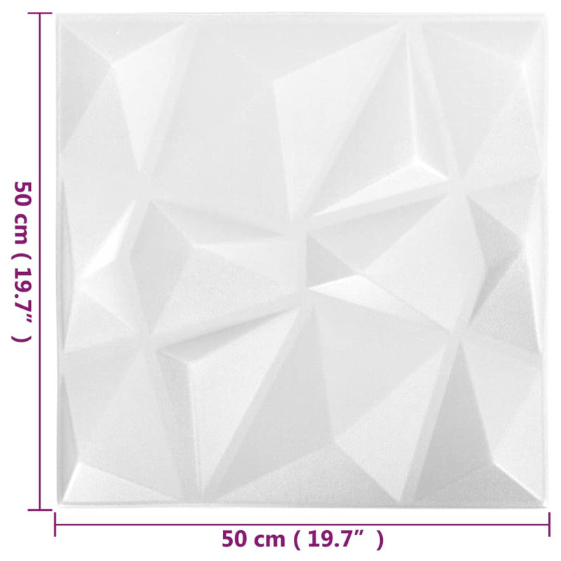 12 Piece Ambon 50cm x 50cm 3D Embossed Matte Wallpaper Tile, White