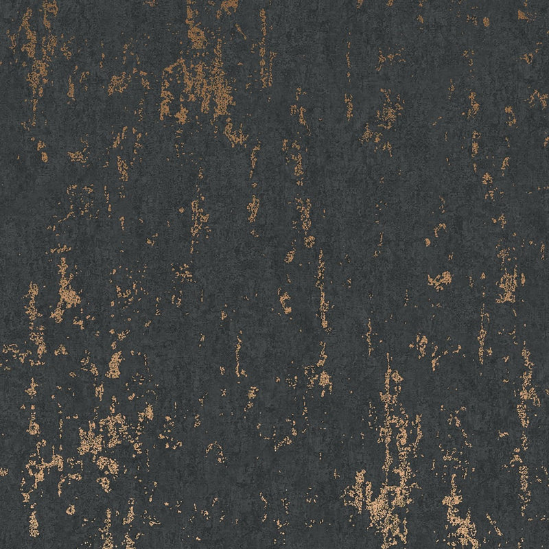 City Romance Collection Metallic Concrete Wallpaper Roll, Black
