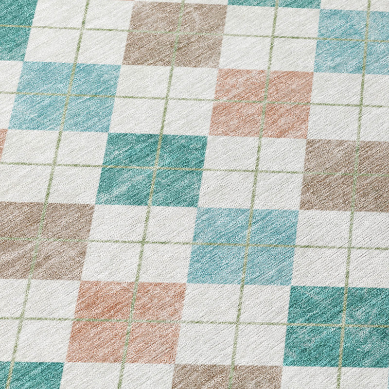 Machine Washable Indoor/Outdoor Kaczor ACN2238 Geometric Rug, Rectangle 9' x 12'