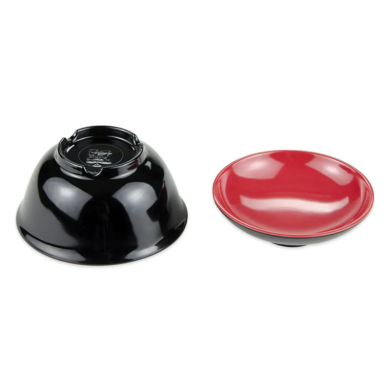 Bol à riz en mélamine avec couvercles GET B-123-F, 12 onces, rouge / noir (ensemble de 12)