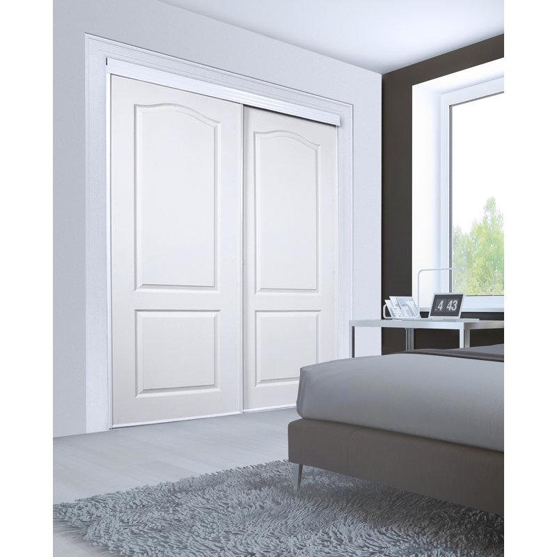 Savona 48-in x 80-in Bright White MDF Sliding Door with Steel Frame