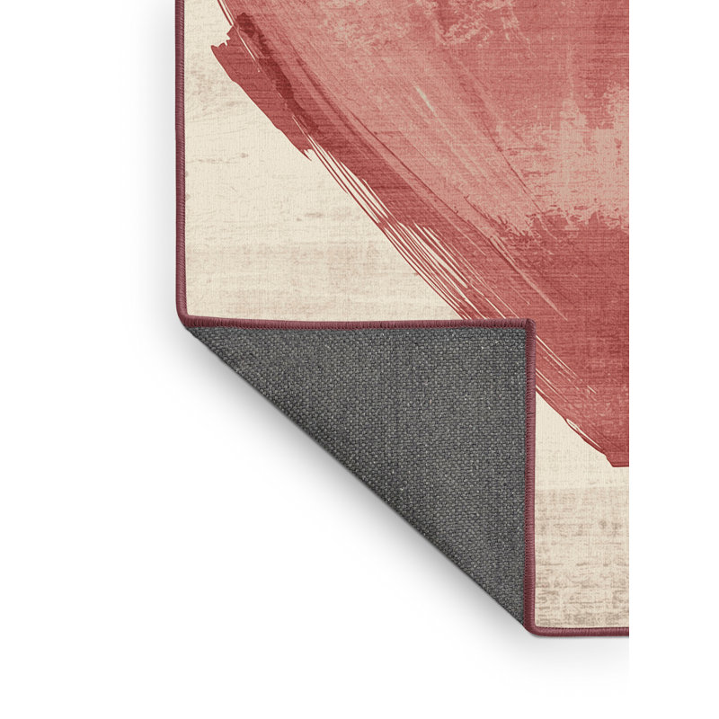 Soft Plush Fairweather Valentines Modern & Contemporary Abstract Area Rug in Beige – Rose Binding, 6x9