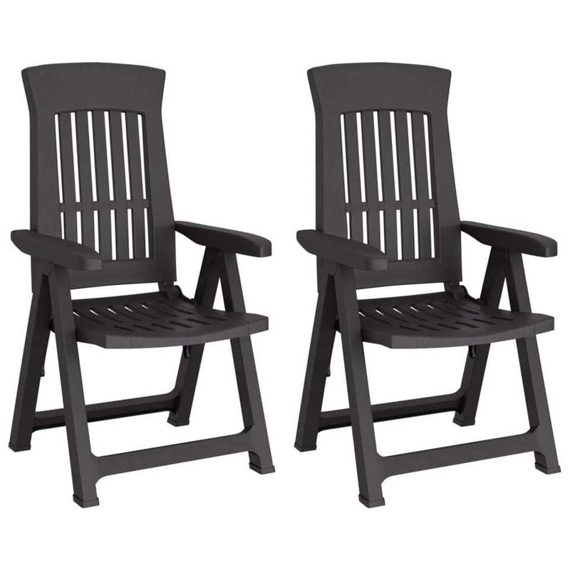 Chadwyck Plastic Patio Folding Chair Folding Chair Set, Anthracite