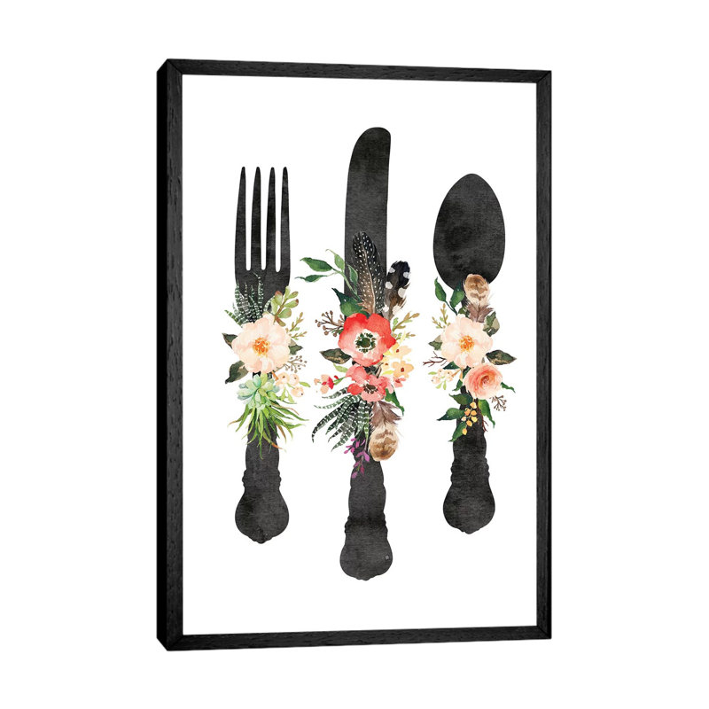 Kitchen Utensils - Painting on Canvas, 66.04 cm H x 45.72 cm W, Black Framed