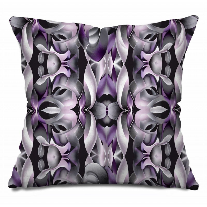 Coussin décoratif à motif de pétales stylisés en coton sergé - 12322, H 18 po x l 18 po