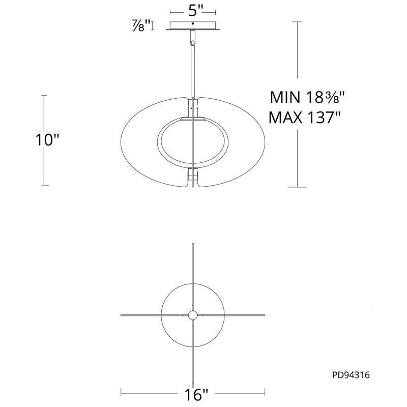 Luminaire suspendu géométrique à 1 lumière Echelon, Noir