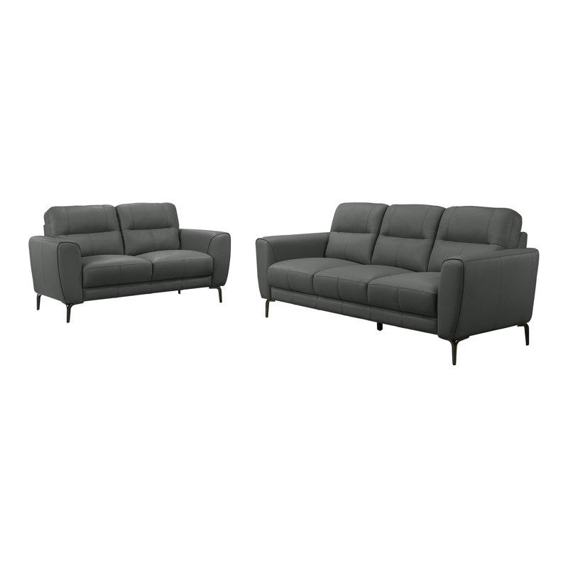 Gianah 2 - Piece Leather Sofa Set, Anthracite
