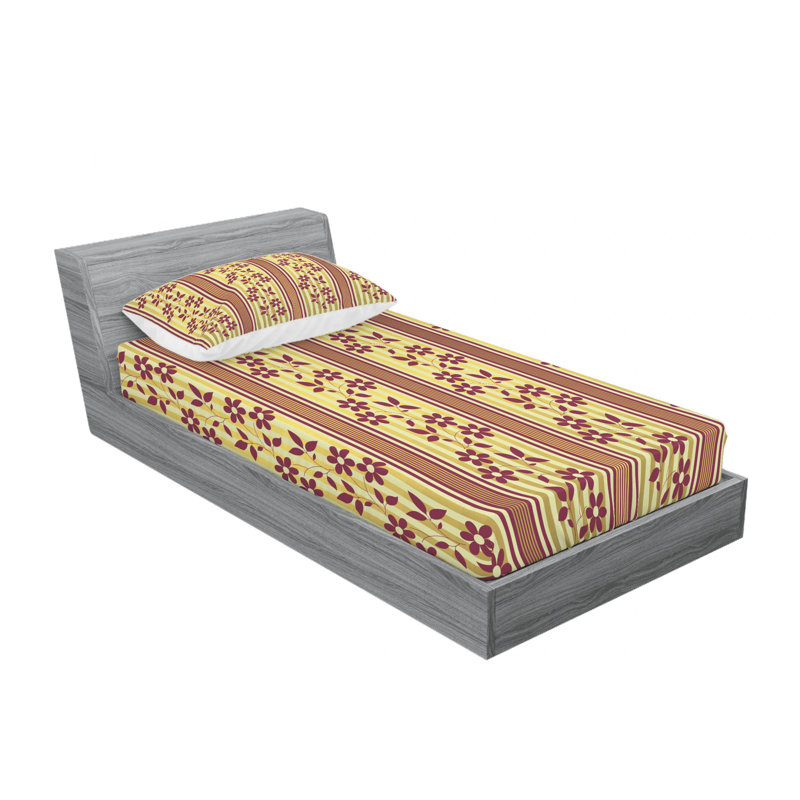 Ensemble de draps en micro-fibre, Ensemble de draps pour lit simple TG avec drap-hou, Vertical Wavy and Ornaments Geometric