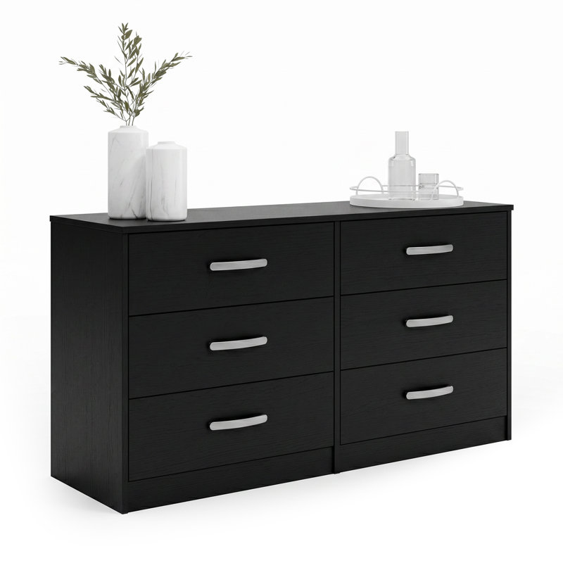 Dymone 6 - Drawer Dresser, Black, 28.82" H x 59.02" W x 18.74" D