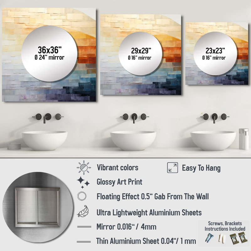 Deehan - Grand miroir mural carré arc-en-ciel pour chambre à coucher, 36 po x 36 po