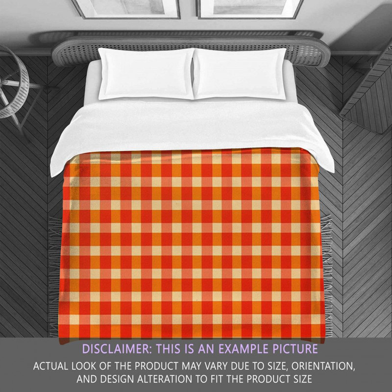 Gingham Comforter, Orange/Red, King Comforter