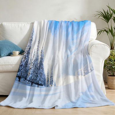 Jeté en flanelle bleue ultra douce, impression spectaculaire d'un seul côté