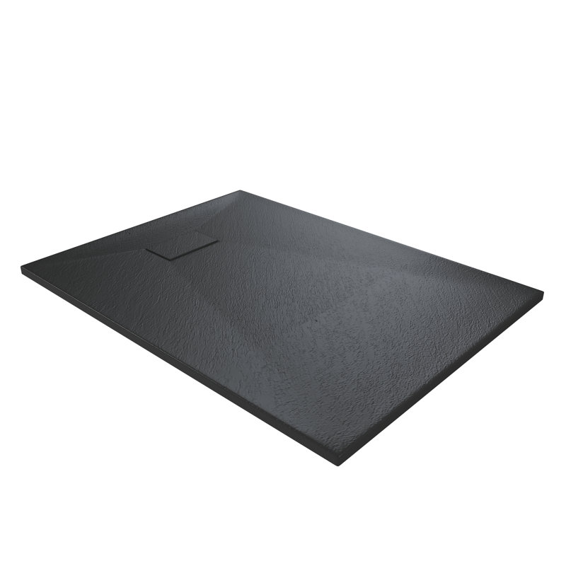 48"W x 36"D Rectangle Low-profile Shower Base, Non-Slip, Reversible Drain, Black, 1" H x 47.24" W x 35.43" D