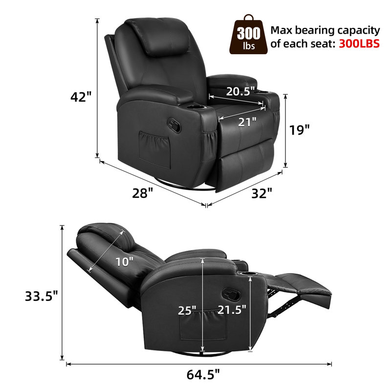 Faux Leather Massage Chair, Black Faux Leather