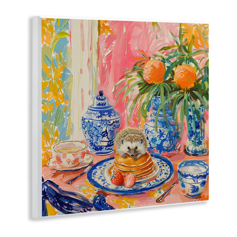  Pancakes Stack & Hedgehog Wall Plaque Art by LSR Design Studio