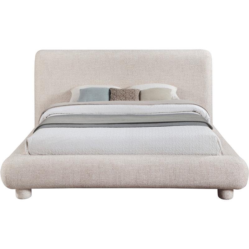 Lit en tissu Huckstep, Tissu en polyester beige, King