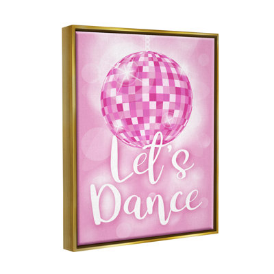 «Let's Dance Bold Pink Disco Ball» par Martina Pavlova - cadre flottant, impression