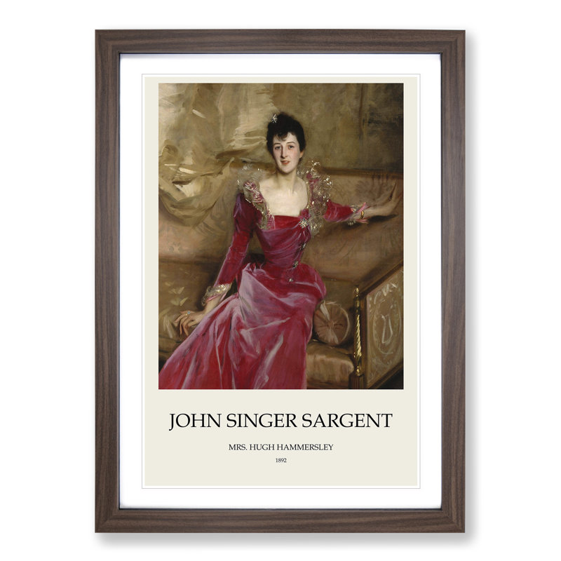 Mrs. Hugh Hammersley by John Singer Sargent - Picture Frame Painting, 36cm H x 27cm W x 2cm D, Walnut