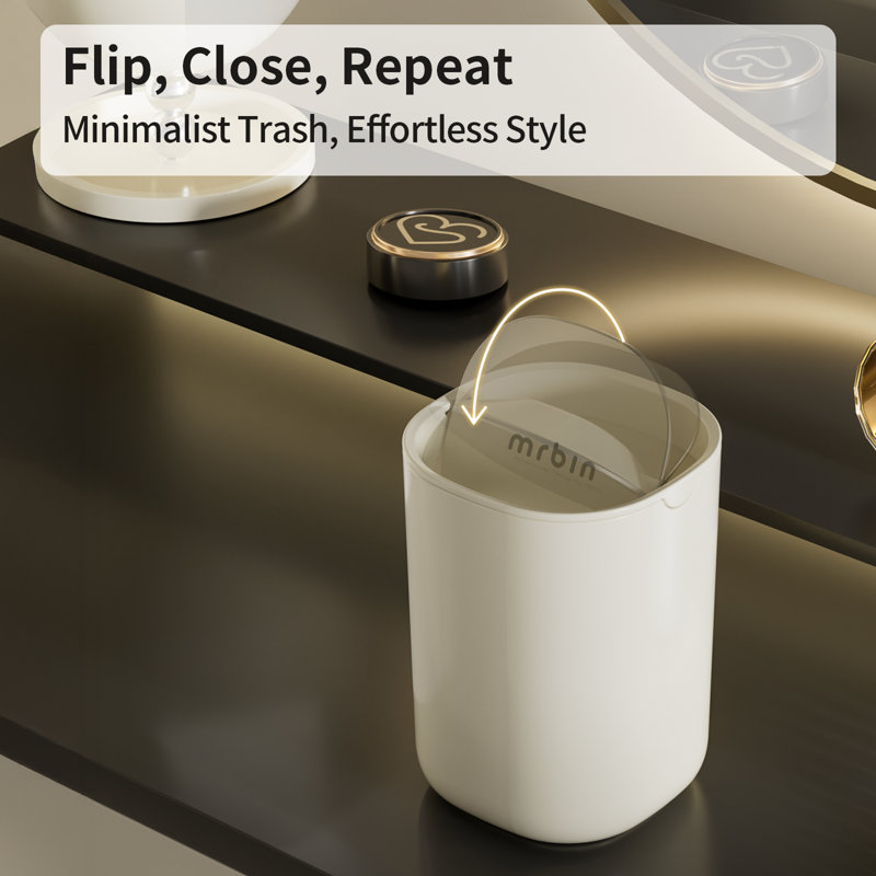 Mrbin Desk Mini Car Trash Can,  White, Cream