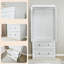 Armoire moderne blanche avec rangement solide, avec tiroirs et porte miroir