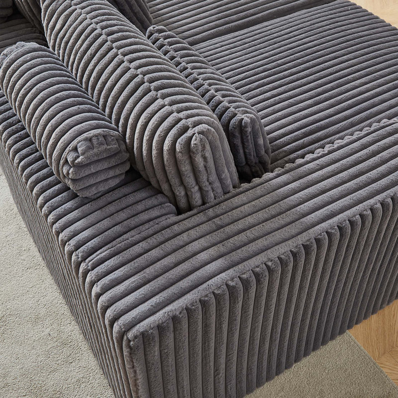 Glauser Oversized Sectional Lounge Chaise,No Assembly Required,Cloud Plush Loveseat with Reclining Sofa Bed,Fluffy Modern Sleeper Chair for Indoor Living Room Bedroom