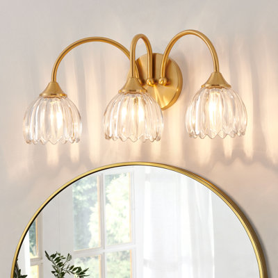 3-Light Modern Brushed Gold Vanity Light