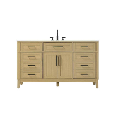 Meuble-lavabo simple 60 po brun miel