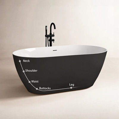 51" Freestanding Soaking Acrylic Bathtub