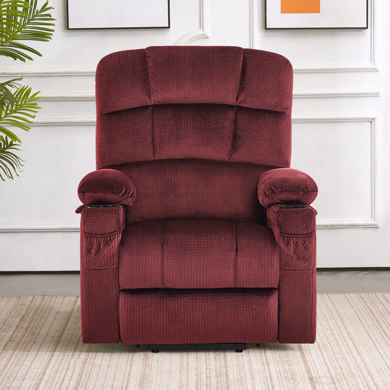 Fauteuil inclinable électrique Nihat Lay, 100 % polyester bourgogne