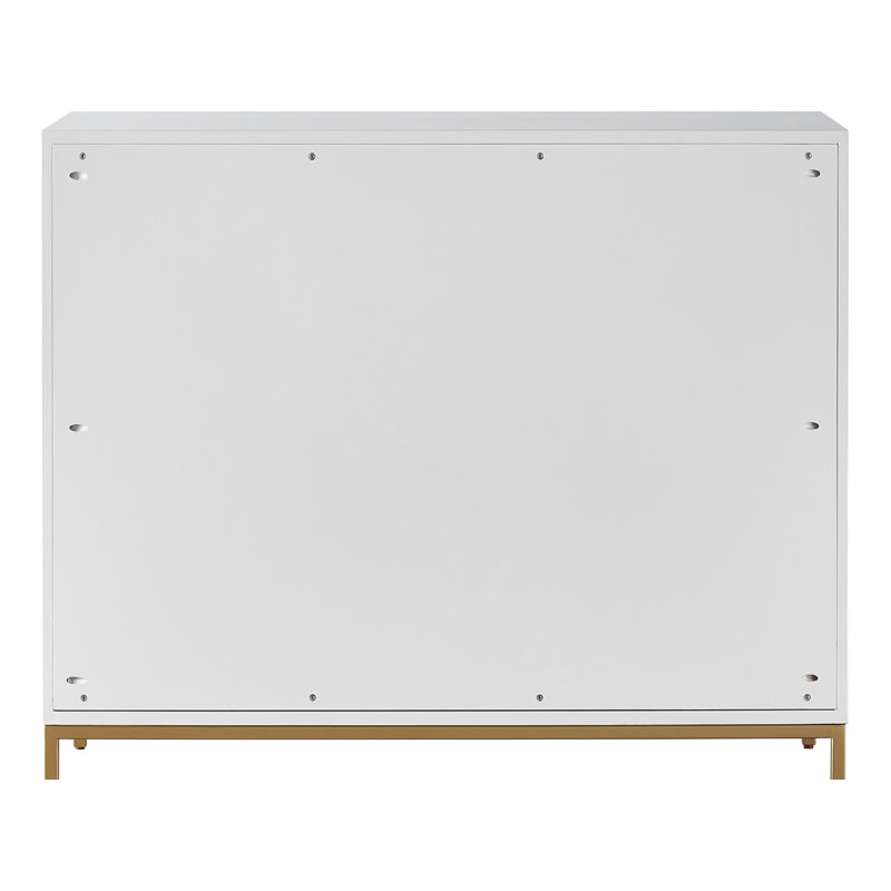 42" White Textured Hall Chest with Gold Base