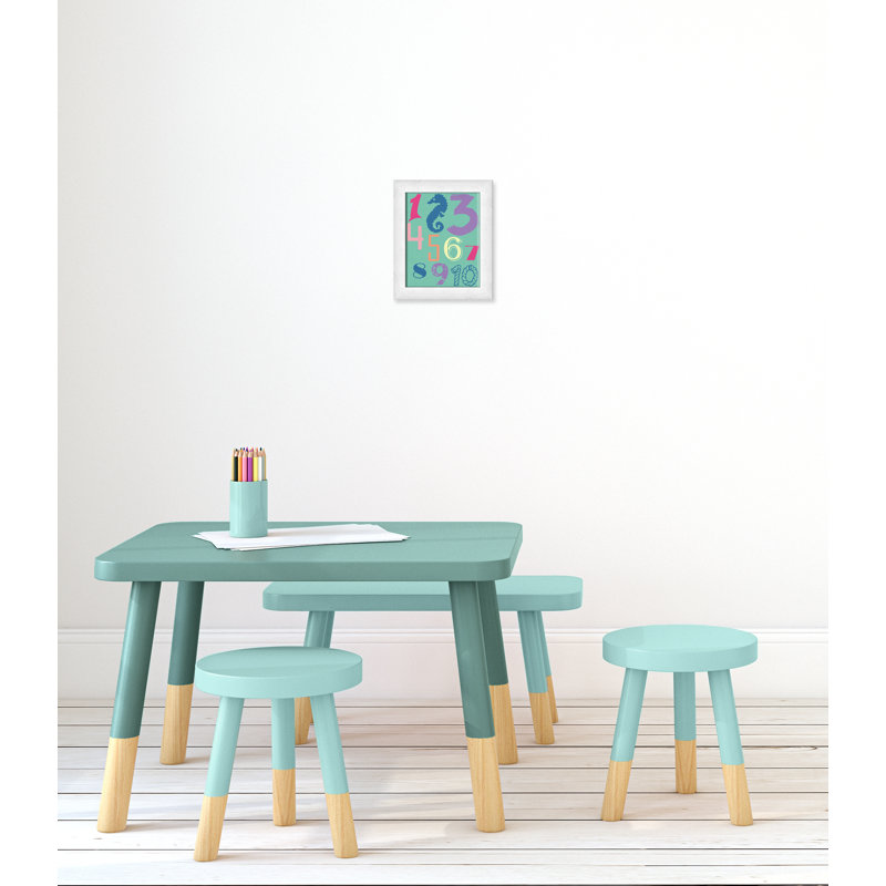 Décoration murale 123 pour enfants, H 12 po x l 10 po x P 0,63 po, Cadre à grain de bois blanc
