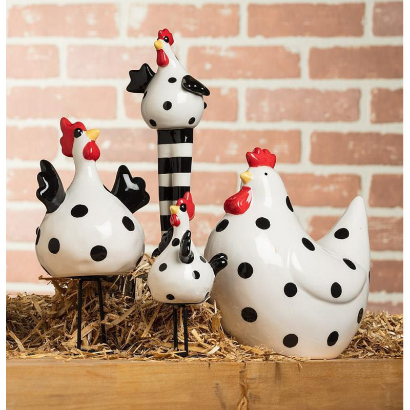 Dotted Sitting Chicken Figurine