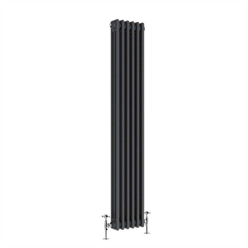 Valery Vertical Traditional 3 Column Cast Iron Style Designer Radiator, Anthracite, 180cm H x 29cm W