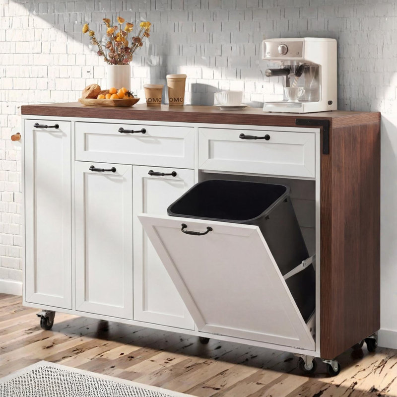 Îlot de cuisine avec table de salle à manger extensible 102,3 po, Blanc