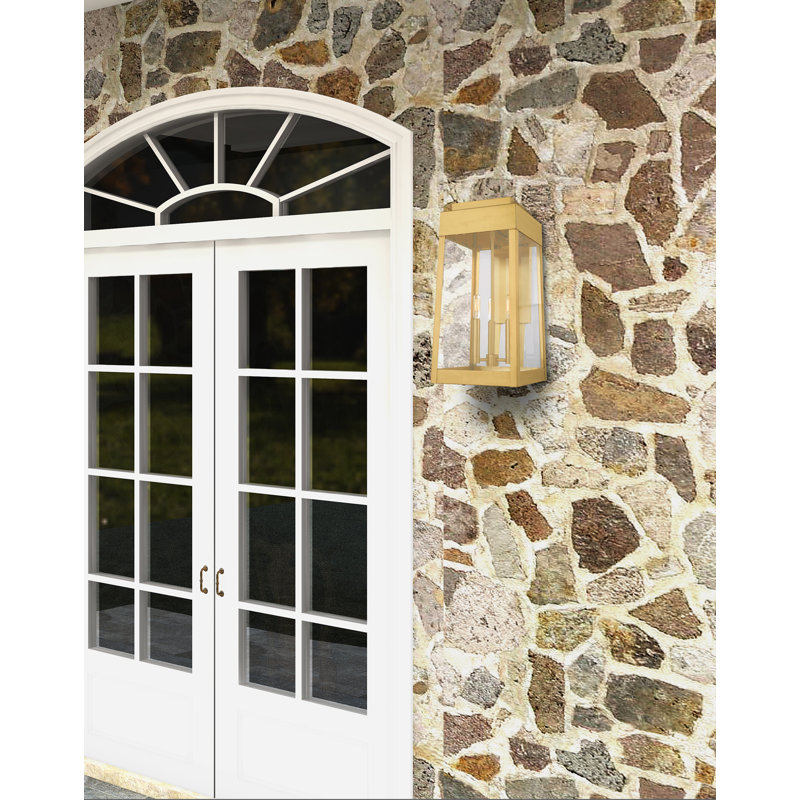 Lanterne murale d'extérieur à 3 ampoules Antionetta, H 20 po x l 10,5 po x P 12,75 po, Laiton satiné