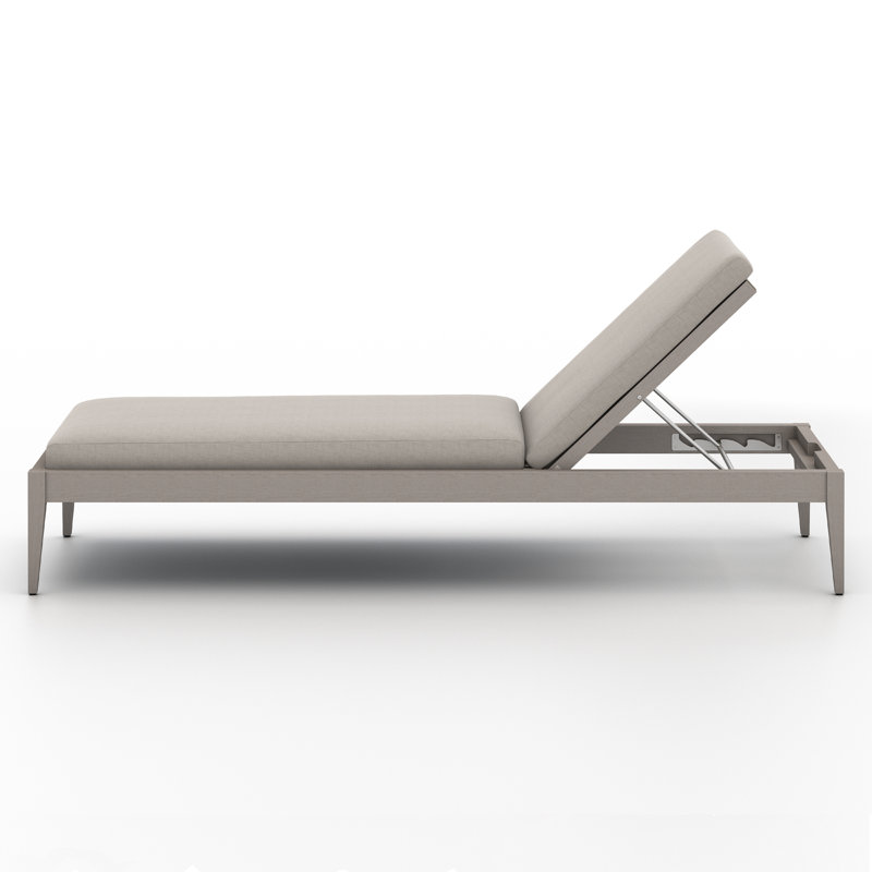 Sherwood Outdoor Teak Chaise Lounge, Faye Sand, Weathered Gray/Gray