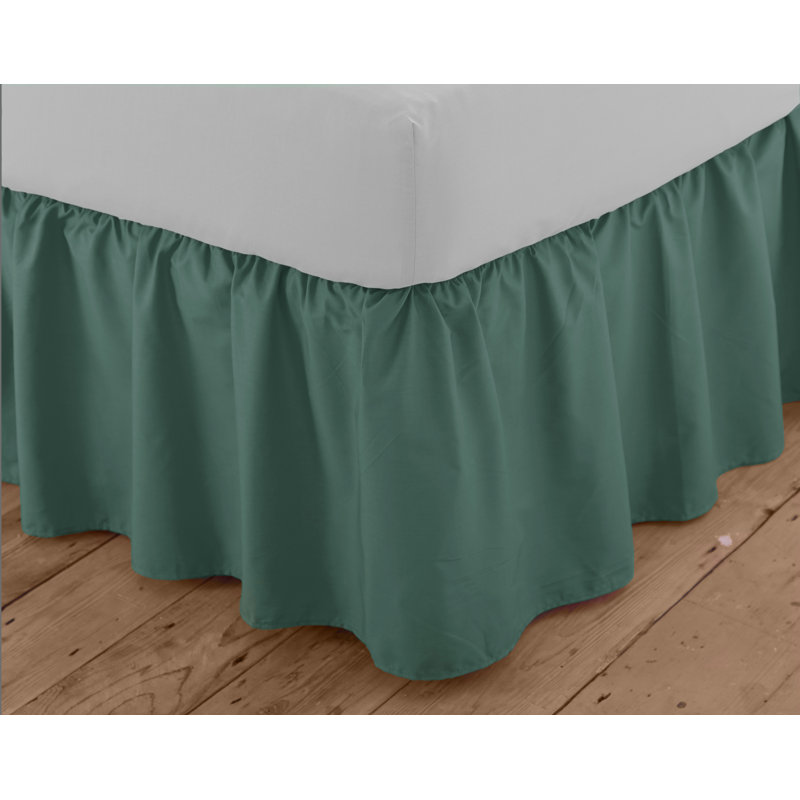 Margret Ruffled Bed Skirt, Bottle Green, Single (3')