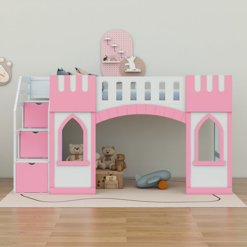 Jestyn Kids Twin Loft Bed, Pink