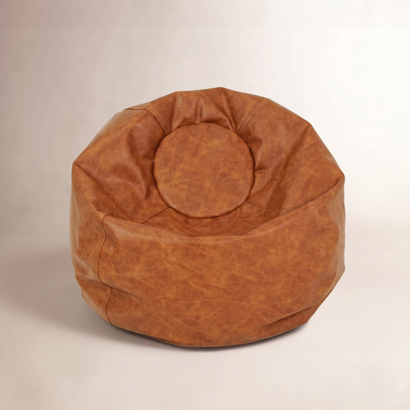 Fauteuil à billes standard en similicuir classique, H 19 po x l 22 po x P 22 po, Similicuir noisette