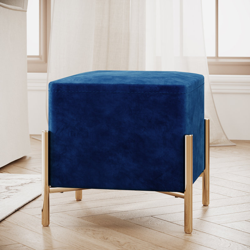 Barnum 16" Wide Square Footstool Ottoman, Blue