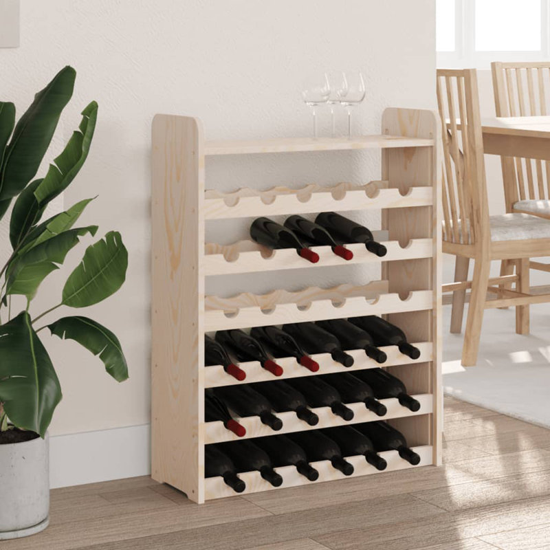 Solid Wood Floor Wine Bottle Rack Brown