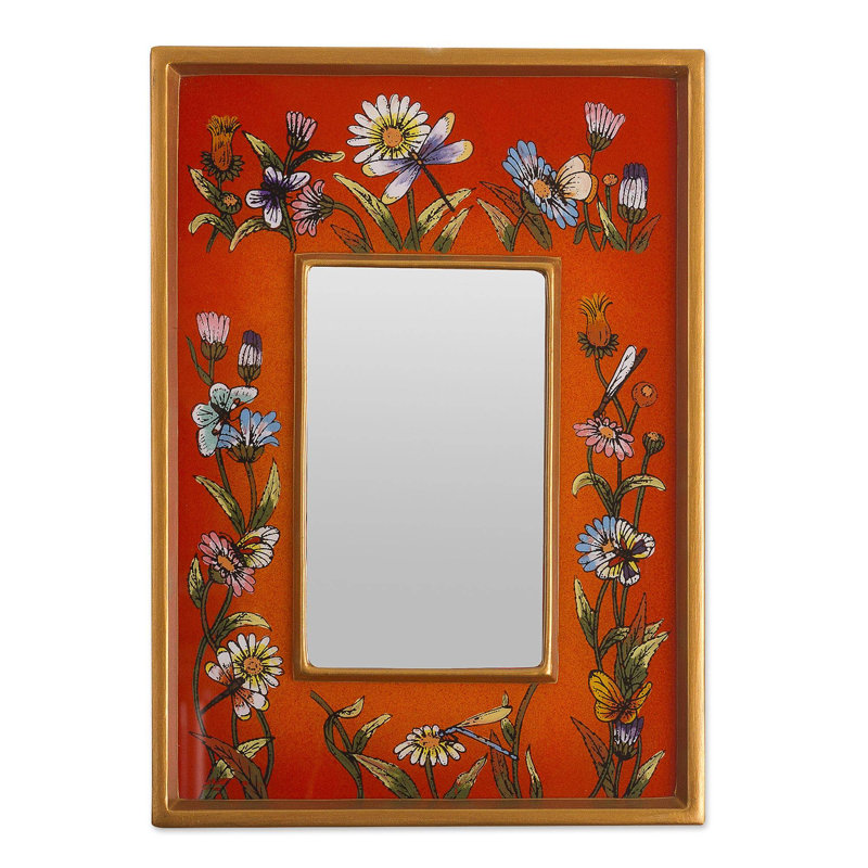 Solid Wood Frame Mirror, Orange